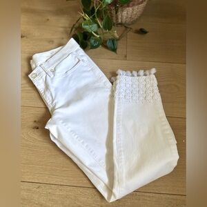 Lily Pulitzer South Ocean Skinny Crop Crochet Ankle White Jeans Size 6